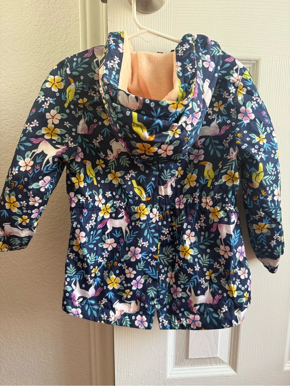 Unicorn & Floral Hooded Rain Jacket